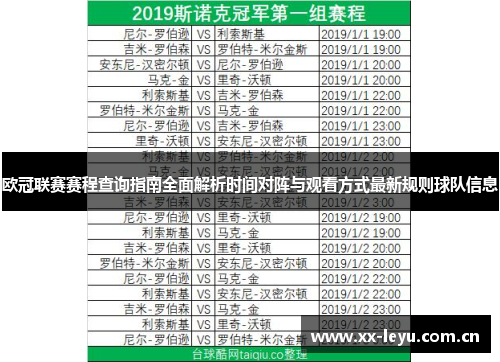 欧冠联赛赛程查询指南全面解析时间对阵与观看方式最新规则球队信息 欧冠联赛赛程查询指南全面解析时间对阵与观看方式最新规则球队信息